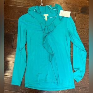 Matilda Jane women’s M teal ruffle long sleeve shirt
